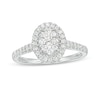 Thumbnail Image 1 of 1/2 CT. T.W. Composite Oval Diamond Frame Engagement Ring in 10K White Gold