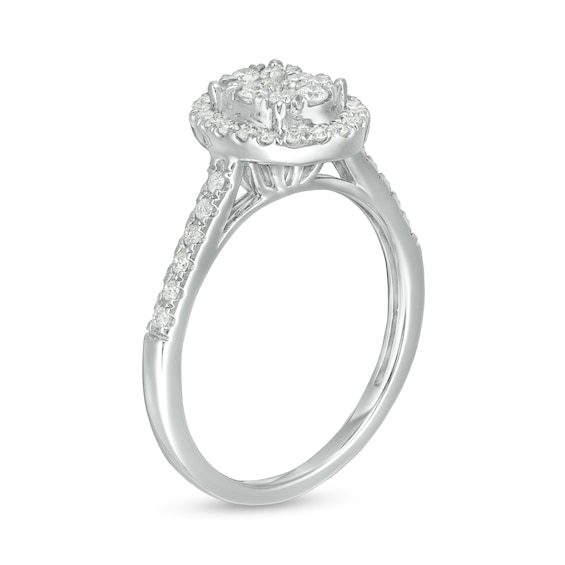 1/2 CT. T.w. Composite Oval Diamond Frame Engagement Ring in 10K White Gold