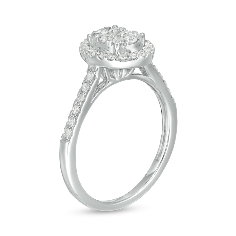 1/2 CT. T.W. Composite Oval Diamond Frame Engagement Ring in 10K White Gold