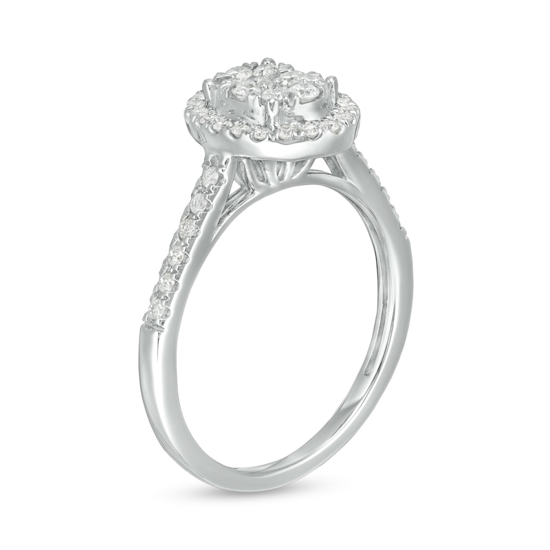 Main Image 3 of 1/2 CT. T.W. Composite Oval Diamond Frame Engagement Ring in 10K White Gold