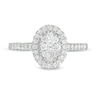 1/2 CT. T.W. Composite Oval Diamond Frame Engagement Ring in 10K White Gold