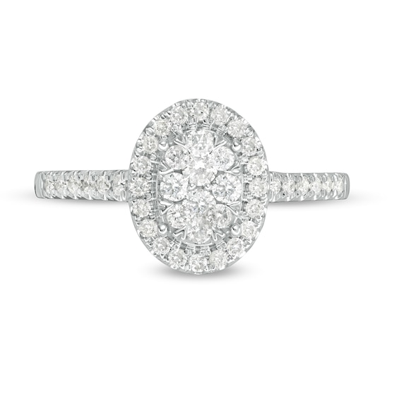 1/2 CT. T.w. Composite Oval Diamond Frame Engagement Ring in 10K White Gold