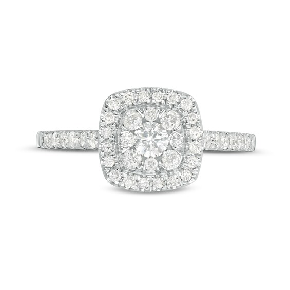 1/2 CT. T.w. Composite Cushion Diamond Frame Engagement Ring in 10K White Gold