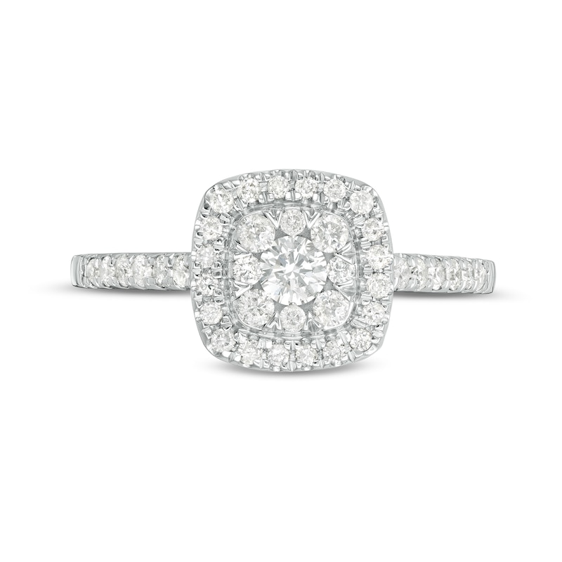 1/2 CT. T.W. Composite Cushion Diamond Frame Engagement Ring in 10K White Gold