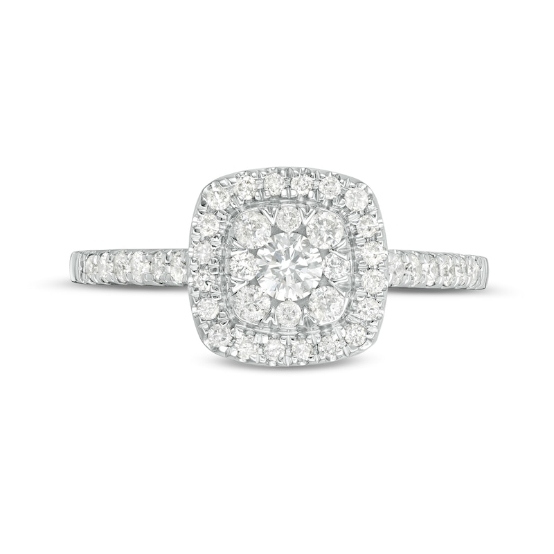 Main Image 4 of 1/2 CT. T.W. Composite Cushion Diamond Frame Engagement Ring in 10K White Gold