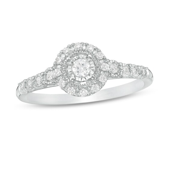 1/4 CT. T.w. Diamond Frame Promise Ring in 10K White Gold