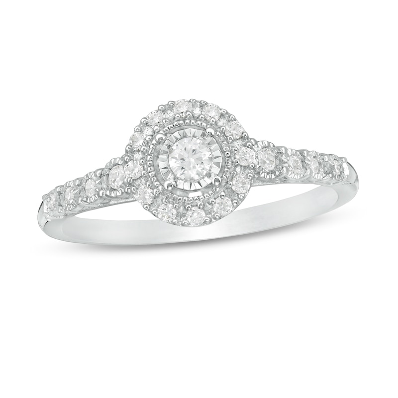 1/4 CT. T.W. Diamond Frame Promise Ring in 10K White Gold | Zales