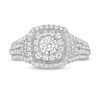Thumbnail Image 1 of 1 CT. T.W. Diamond Double Cushion Frame Multi-Row Engagement Ring in 10K White Gold