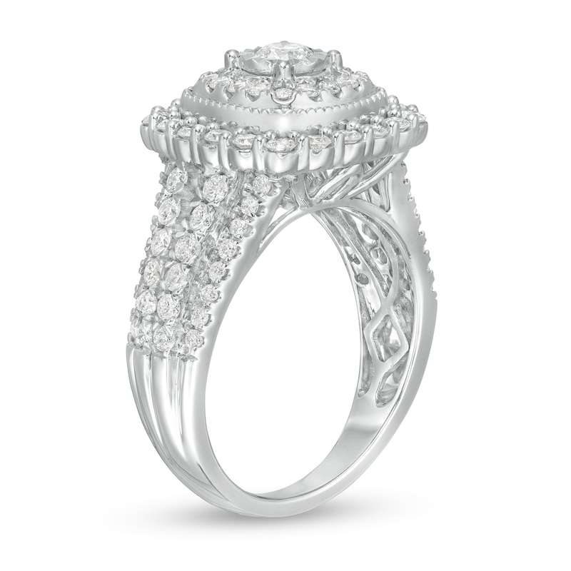 1-1/2 CT. T.W. Diamond Double Cushion Frame Engagement Ring in 10K White Gold