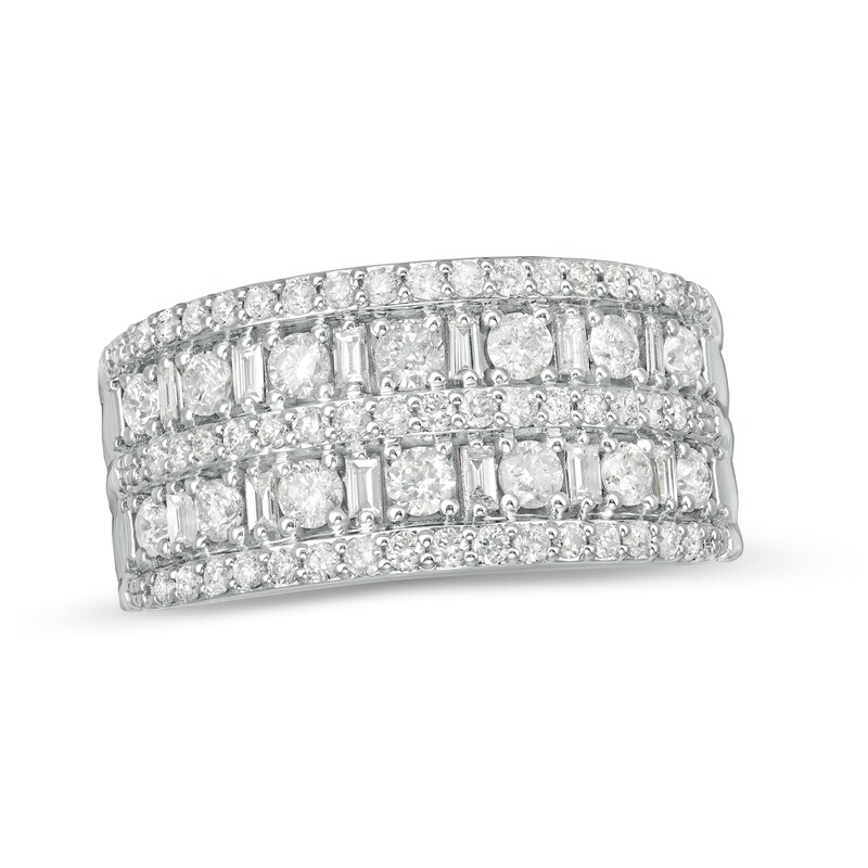 1 CT. T.W. Diamond Double Row Ring in 10K White Gold