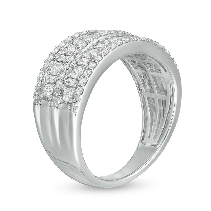 Main Image 3 of 1 CT. T.W. Diamond Double Row Ring in 10K White Gold