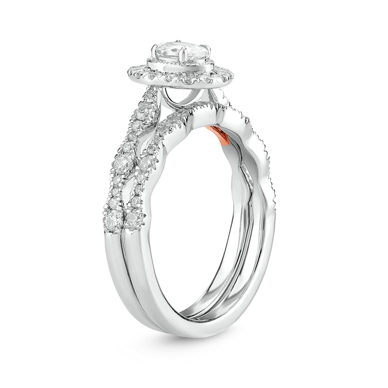 Main Image 2 of 1 CT. T.W. Oval Diamond Frame Vintage-Style Bridal Set in 14K Two-Tone Gold