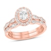 1 CT. T.W. Oval Diamond Frame Vintage-Style Bridal Set in 14K Rose Gold