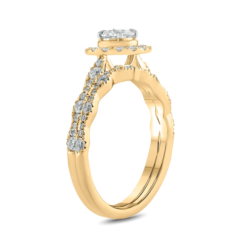 Main Image 2 of 1 CT. T.W. Diamond Frame Vintage-Style Bridal Set in 10K Gold