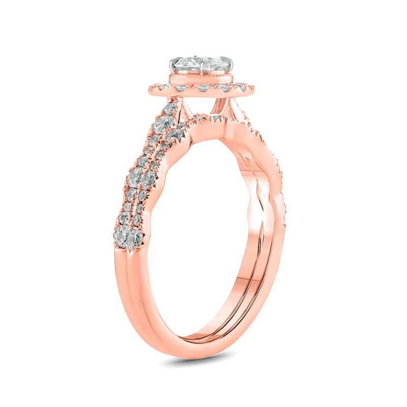 1 CT. T.W. Diamond Frame Vintage-Style Bridal Set in 10K Rose Gold