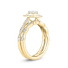 Thumbnail Image 2 of 1 CT. T.W. Diamond Cushion Frame Art Deco Vintage-Style Bridal Set in 10K Gold