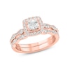 Thumbnail Image 1 of 1 CT. T.W. Diamond Cushion Frame Art Deco Vintage-Style Bridal Set in 10K Rose Gold