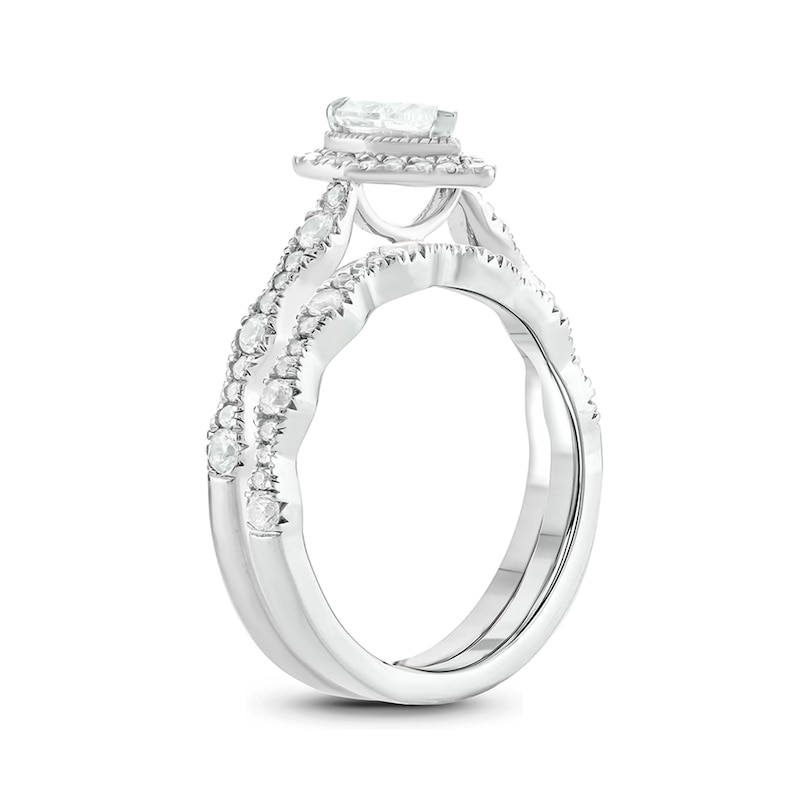 Main Image 2 of 1 CT. T.W. Pear-Shaped Diamond Frame Art Deco Vintage-Style Bridal Set in 14K Two-Tone Gold