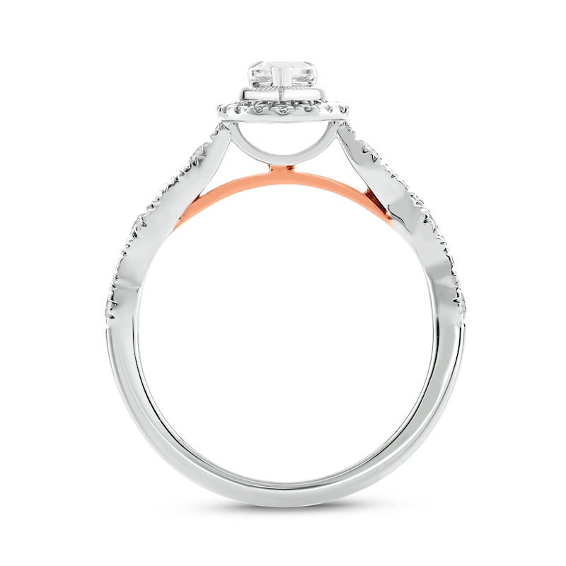 Main Image 3 of 1 CT. T.W. Pear-Shaped Diamond Frame Art Deco Vintage-Style Bridal Set in 14K Two-Tone Gold