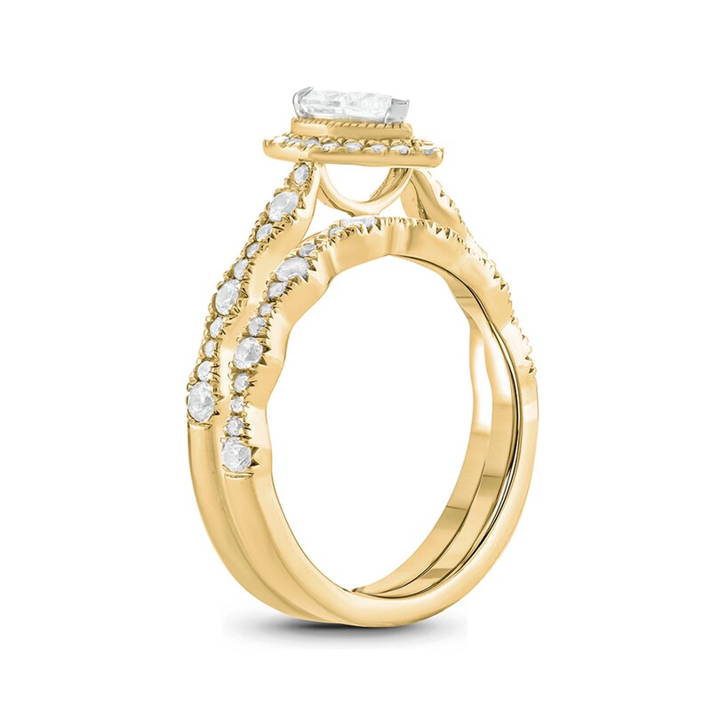 1 CT. T.W. Pear-Shaped Diamond Frame Art Deco Vintage-Style Bridal Set in 14K Gold