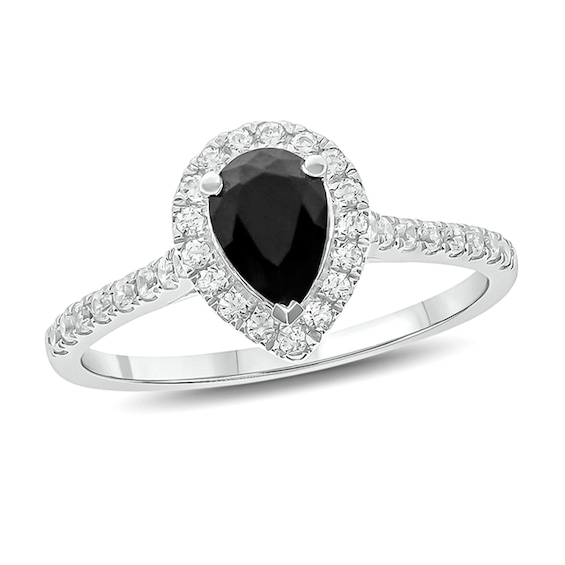 1 CT. T.W. Enhanced Black and White Pear-Shaped Diamond Frame ...