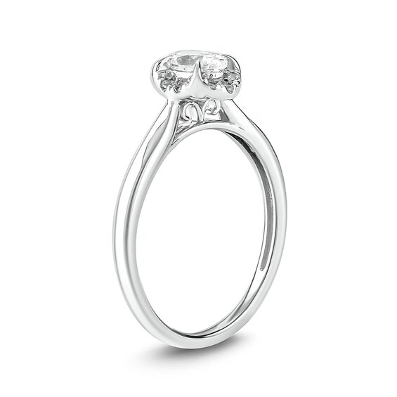 1/2 CT. T.w. Oval Diamond Frame Engagement Ring in 14K White Gold
