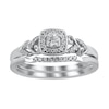 Thumbnail Image 1 of 1/4 CT. T.W. Diamond Cushion Frame Heart-Sides Vintage-Style Bridal Set in Sterling Silver