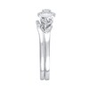 Thumbnail Image 2 of 1/4 CT. T.W. Diamond Cushion Frame Heart-Sides Vintage-Style Bridal Set in Sterling Silver