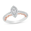 Thumbnail Image 1 of 1 CT. T.W. Marquise Diamond Frame Engagement Ring in 14K Two-Tone Gold