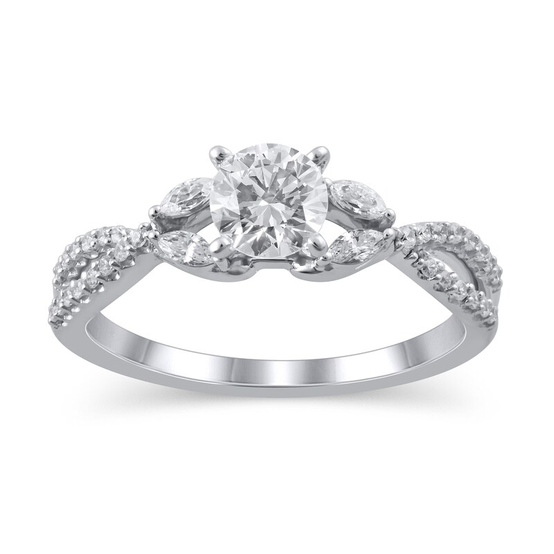 3/4 CT. T.W. Diamond Twist Shank Engagement Ring in 14K White Gold