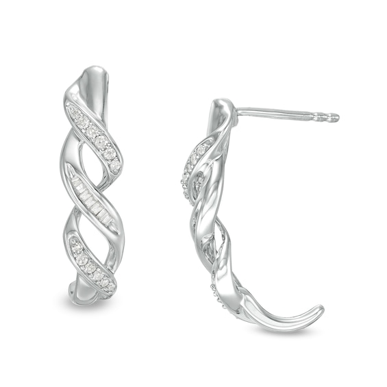 1/5 CT. T.w. Diamond Cascading Ribbon Drop Earrings in Sterling Silver