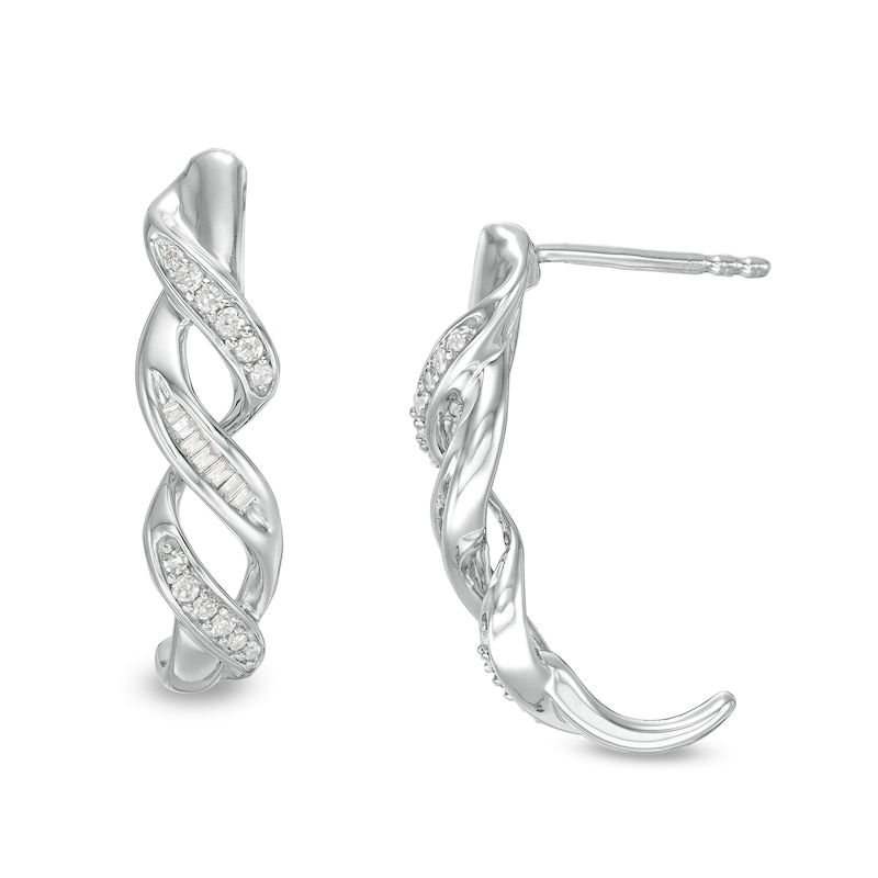 Main Image 1 of 1/5 CT. T.W. Diamond Cascading Ribbon Drop Earrings in Sterling Silver