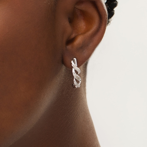 1/5 CT. T.w. Diamond Cascading Ribbon Drop Earrings in Sterling Silver