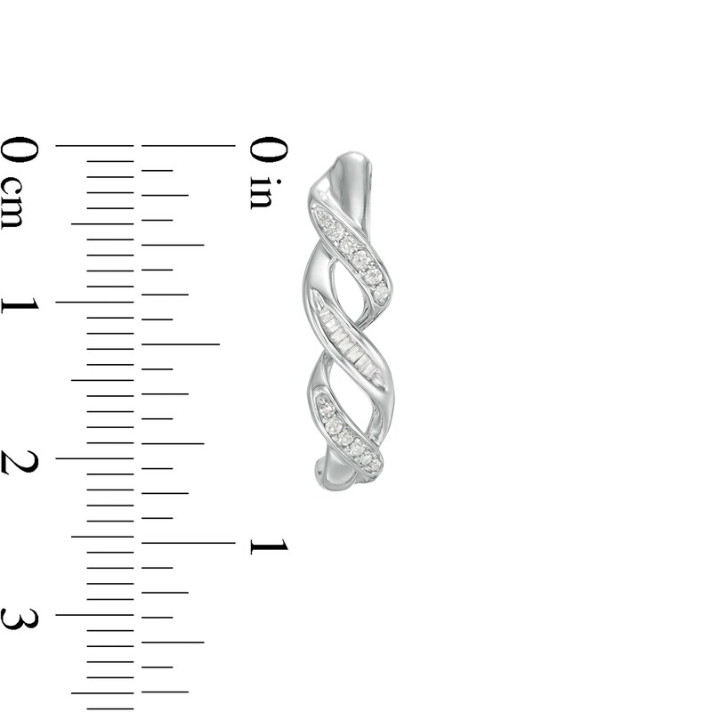 Main Image 3 of 1/5 CT. T.W. Diamond Cascading Ribbon Drop Earrings in Sterling Silver