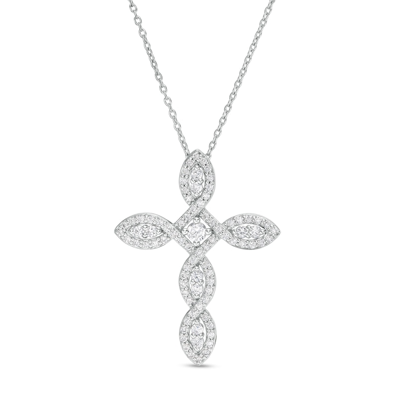 Main Image 1 of 1 CT. T.W. Diamond Cross Pendant in 10K White Gold