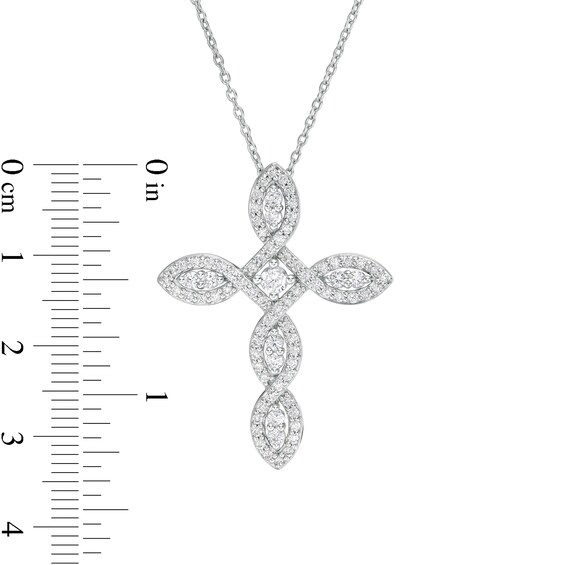 1 CT. T.w. Diamond Cross Pendant in 10K White Gold