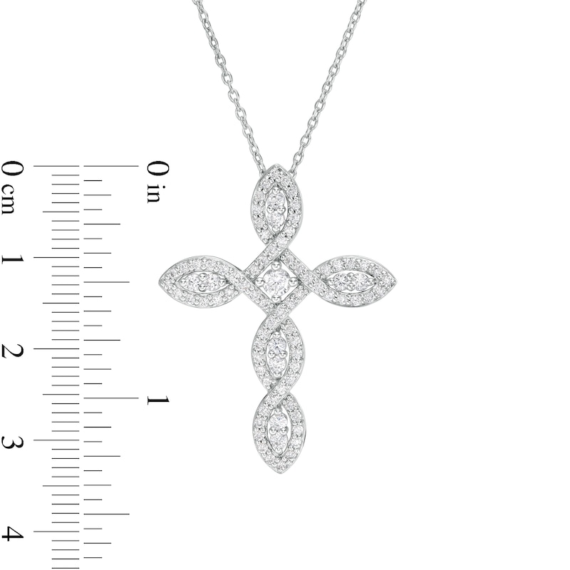 Main Image 3 of 1 CT. T.W. Diamond Cross Pendant in 10K White Gold