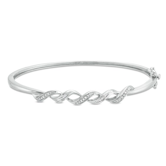 1/5 CT. T.w. Diamond Cascading Ribbon Bangle in Sterling Silver