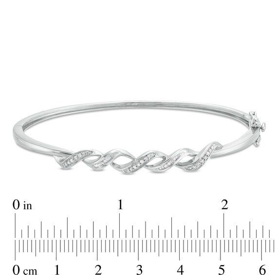 1/5 CT. T.w. Diamond Cascading Ribbon Bangle in Sterling Silver