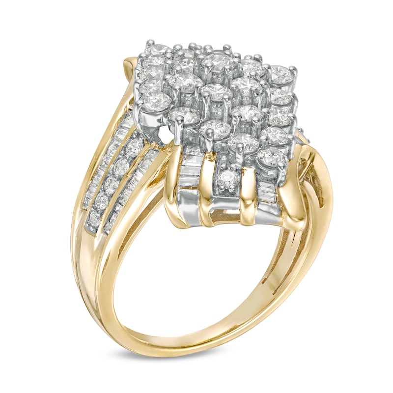 Main Image 3 of 2 CT. T.W. Composite Marquise Diamond Ribbon Bypass Ring in 10K Gold