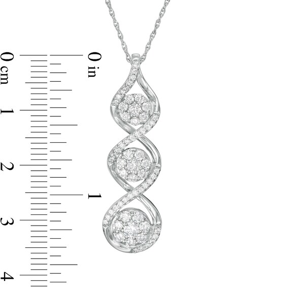 1 CT. T.w. Composite Diamond Linear Three Stone Pendant in Sterling Silver