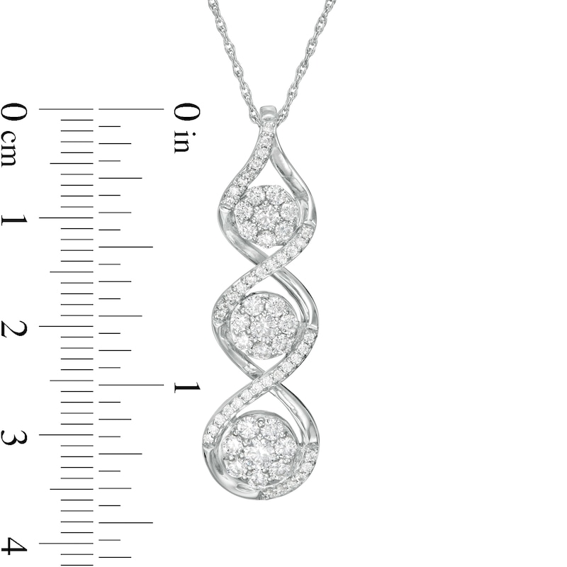 1 CT. T.W. Composite Diamond Linear Three Stone Pendant in Sterling Silver