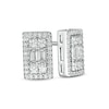 Thumbnail Image 1 of 1/2 CT. T.W. Baguette and Round Diamond Rectangle Stud Earrings in 10K White Gold