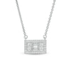 Thumbnail Image 1 of 1/4 CT. T.W. Baguette and Round Diamond Sideways Rectangle Necklace in 10K White Gold - 18.25"