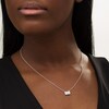 Thumbnail Image 2 of 1/4 CT. T.W. Baguette and Round Diamond Sideways Rectangle Necklace in 10K White Gold - 18.25"