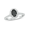 Thumbnail Image 0 of 1 CT. T.W. Enhanced Black and White Oval Diamond Frame Engagement Ring in 10K White Gold