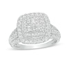 Thumbnail Image 0 of 1 CT. T.W. Princess-Cut Composite Diamond Double Cushion Frame Engagement Ring in 10K White Gold