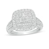 Thumbnail Image 1 of 1 CT. T.W. Princess-Cut Composite Diamond Double Cushion Frame Engagement Ring in 10K White Gold
