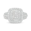 Thumbnail Image 3 of 1 CT. T.W. Princess-Cut Composite Diamond Double Cushion Frame Engagement Ring in 10K White Gold