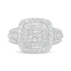 Thumbnail Image 4 of 1 CT. T.W. Princess-Cut Composite Diamond Double Cushion Frame Engagement Ring in 10K White Gold